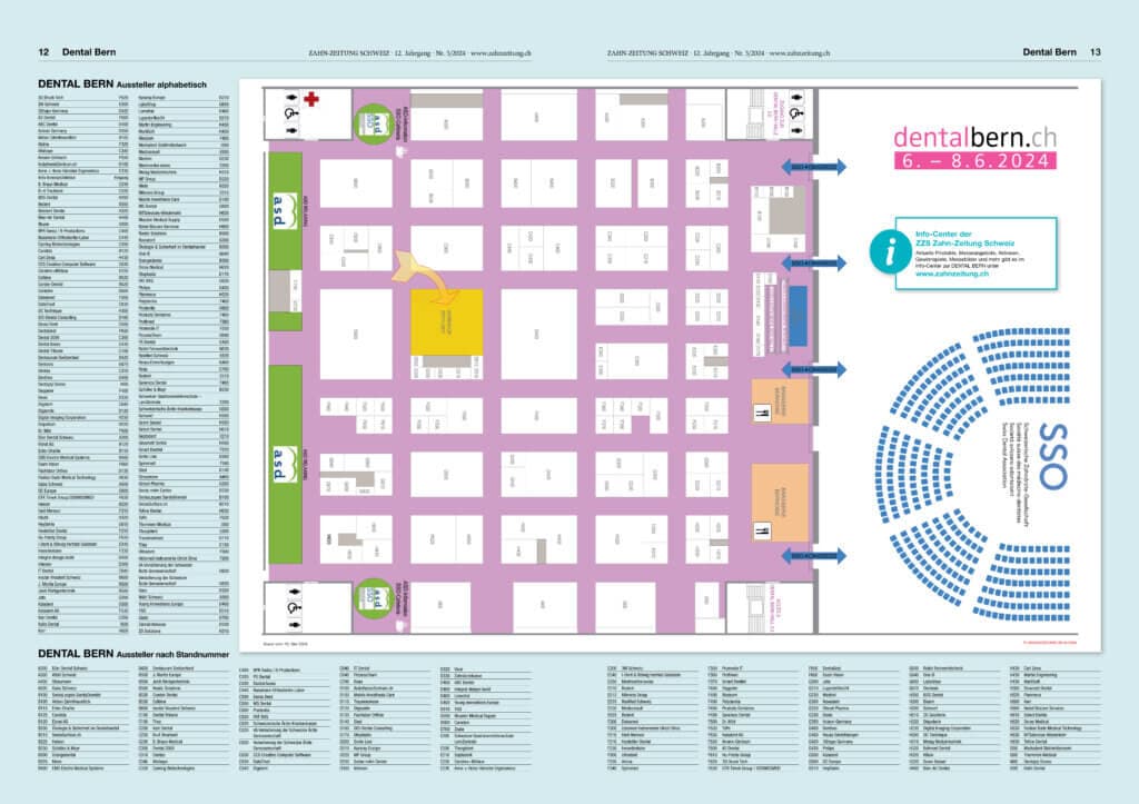 Dental Bern 2024 Hallen plan und Aussteller