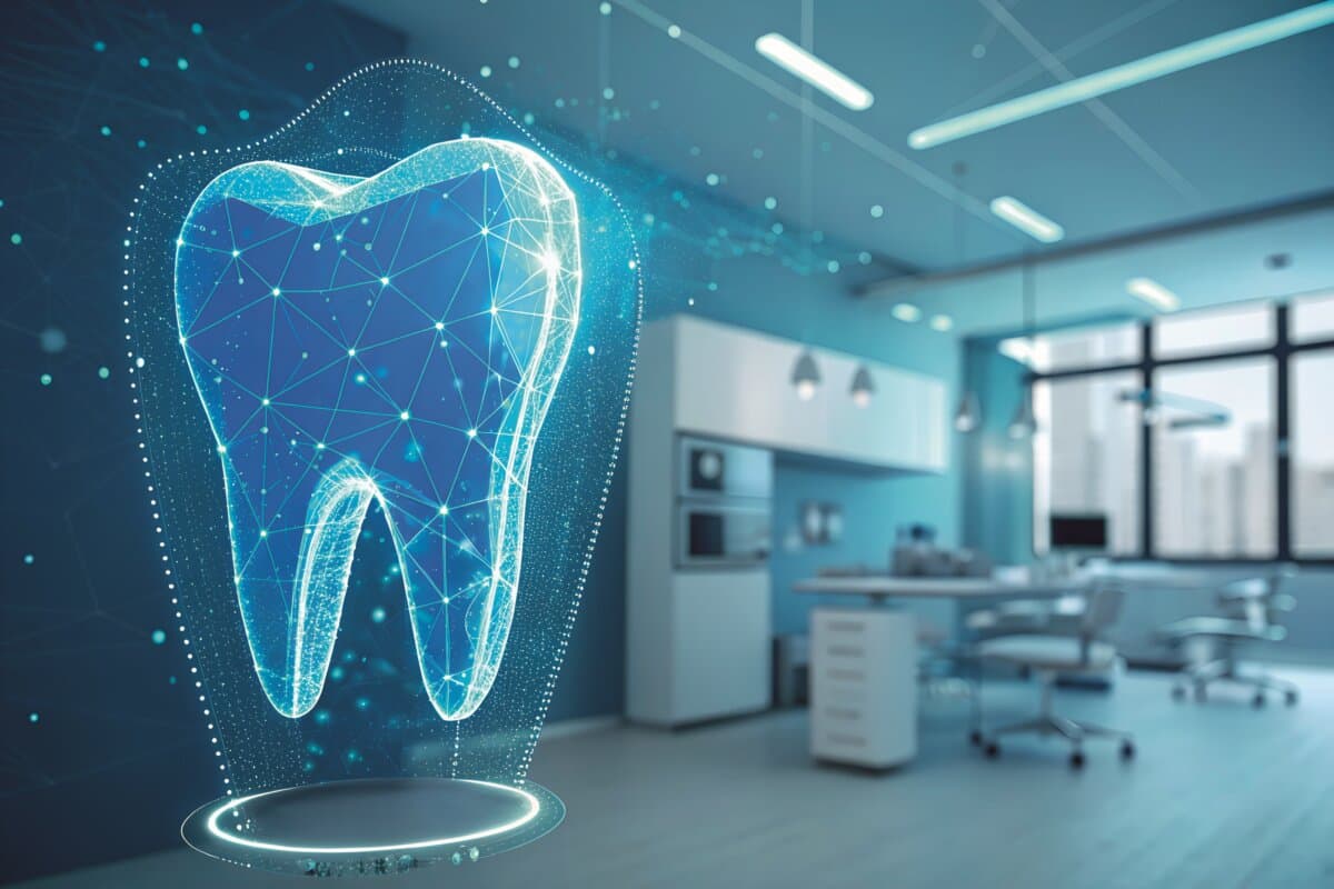 Futuristic dental technology, modern dentist clinic innovation,
