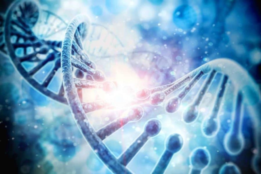 3d render of dna structure, abstract background